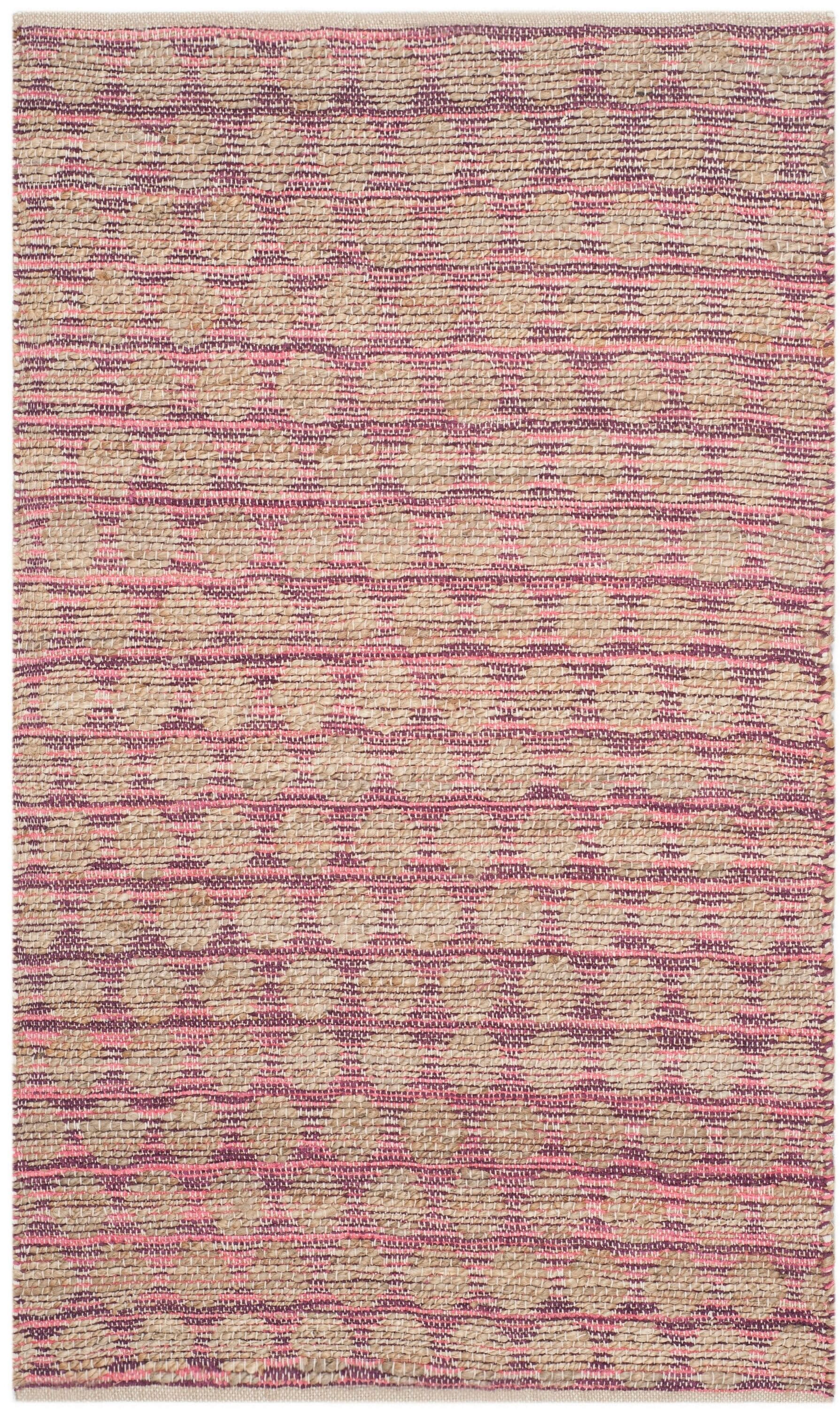 Safavieh CAP820E-3 Cape Cod Leeds 3 x 5 (ft) Jute Maroon/Natural Rectangular Indoor Abstract Coastal Throw rug