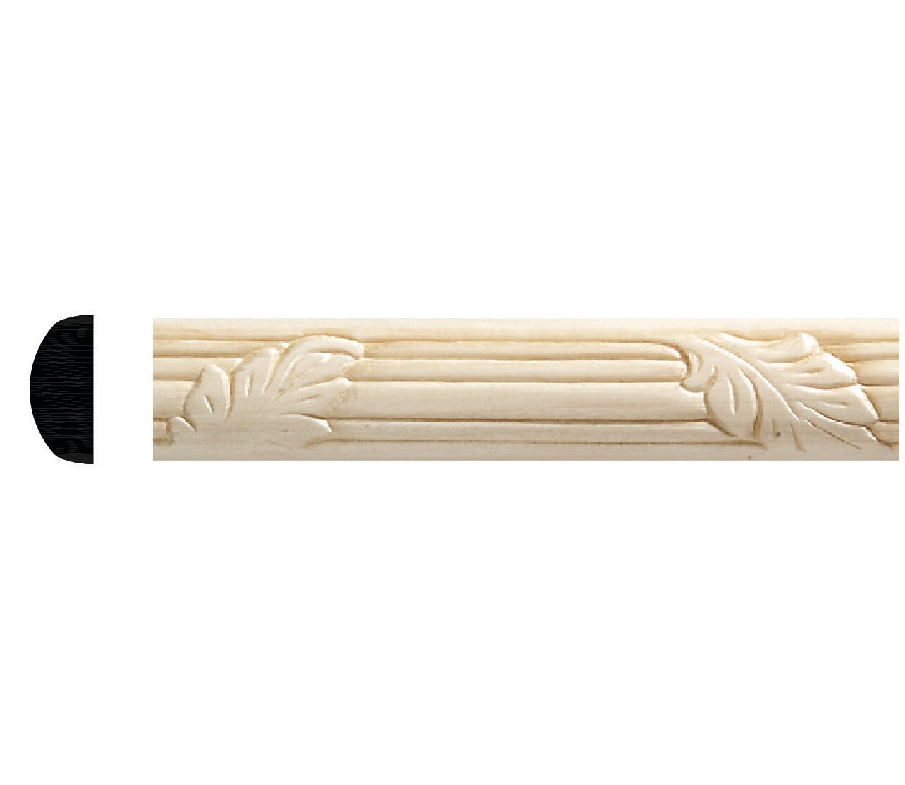 47.5" Unfinished White Hardwood Leaf Chair Rail Moulding