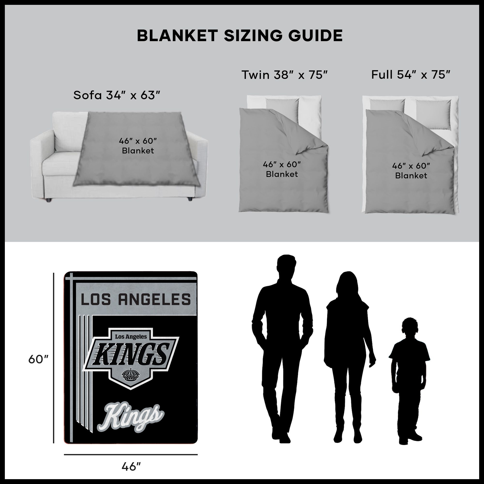Sweet Home Collection LOW-NHL-60B-KINGS Blankets-And-Throws - View #3