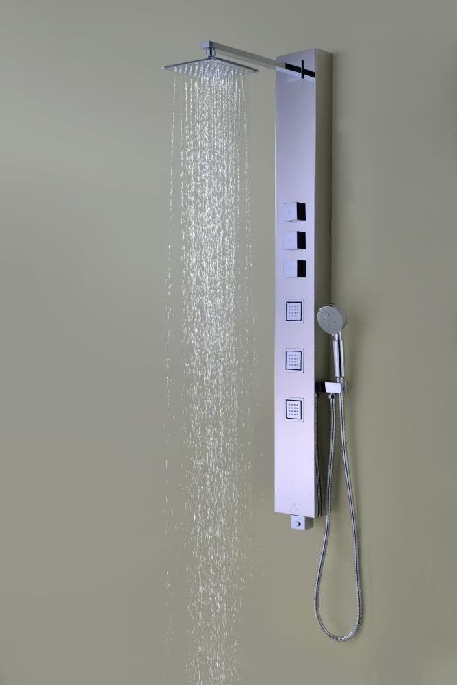 Polished Chrome Stainless Steel 59" Shower Panel with Jets and Handheld Wand