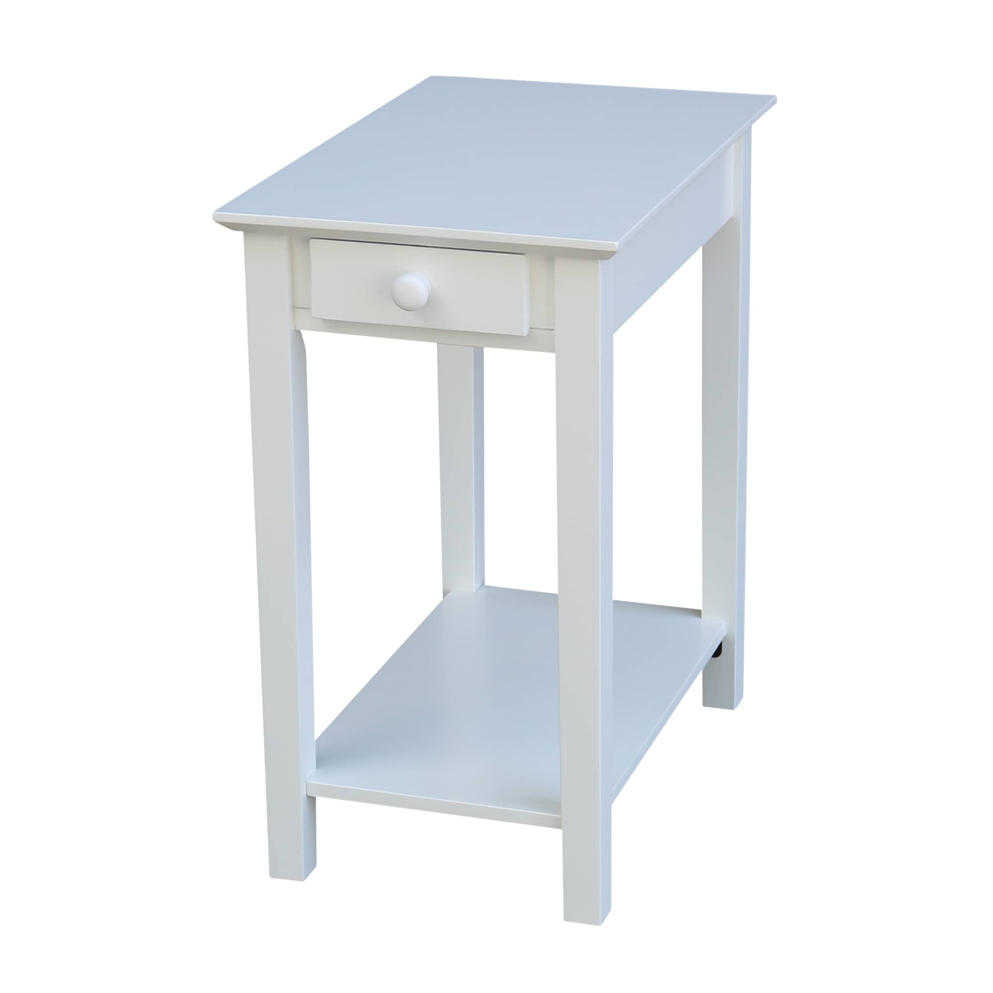 International Concepts OT08-2214 22-Inches W x 25-Inches H White Wood Rectangular Casual End Table with Storage Assembly Required