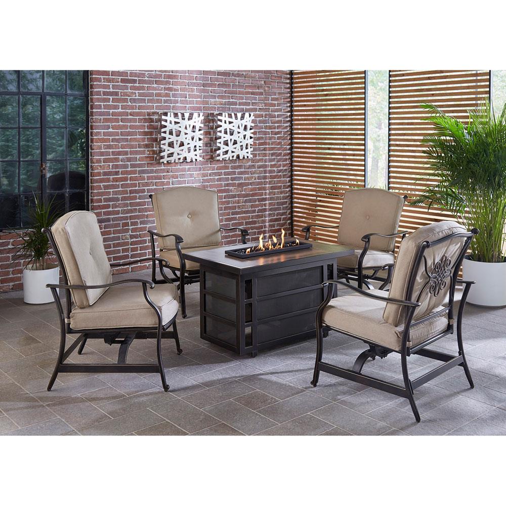 Hanover TRAD5PCRECFP-TAN Patio-Conversation-Sets - View #13