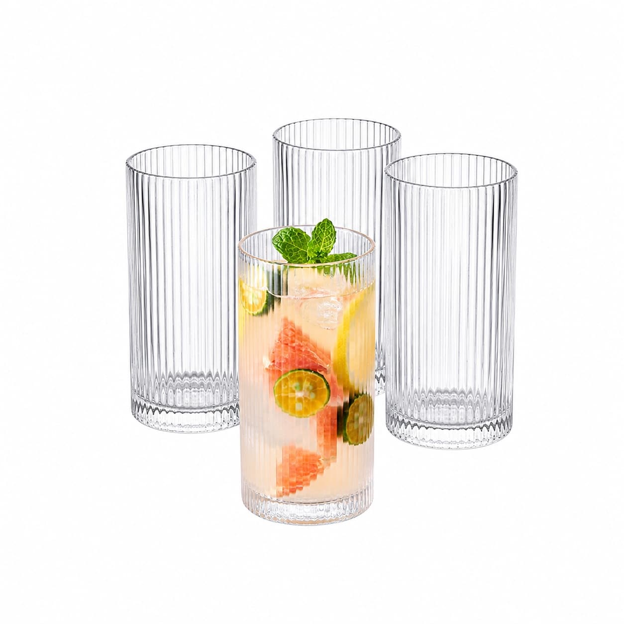Baginizer Origami Style Clear Glass Drinkware Set 4 Pack Multiuse Bar Beverage Cups