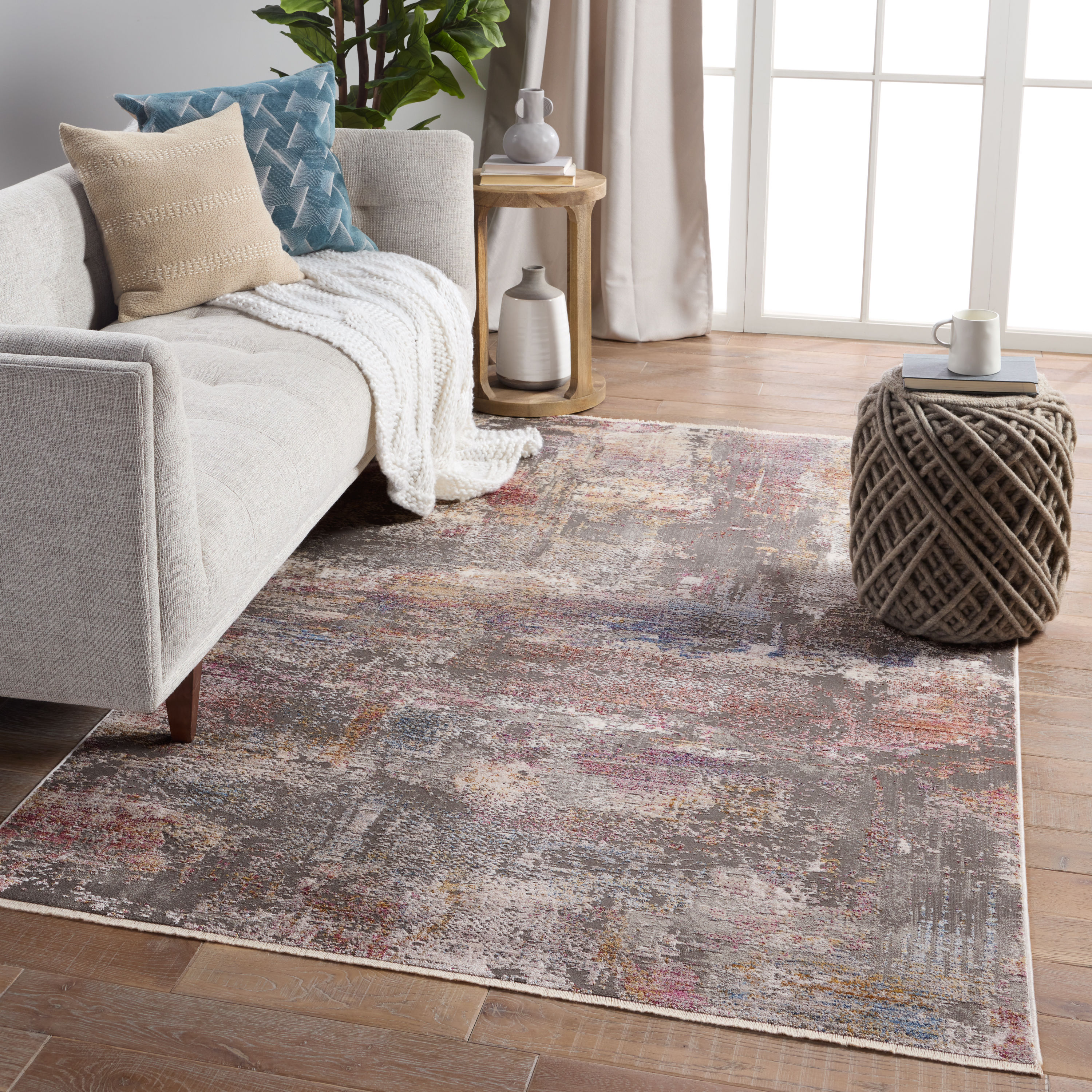 Jaipur Living RUG151211 Audun 5 x 8 (ft) Loomed Polyester Dark Gray/Multicolor Rectangular Indoor Abstract Industrial Area rug