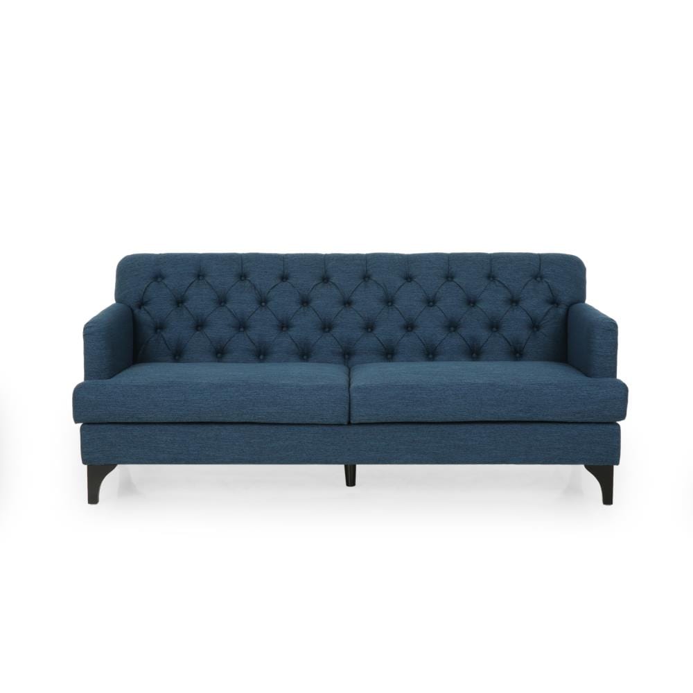 Best Selling Home Decor 311454 Post wick 78.00-in Midcentury Navy blue and dark brown 3 -seater Sofa