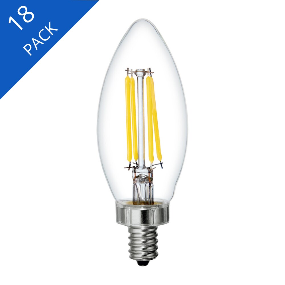 GE Decorative Light Bulbs 60-Watt EQ B11 Cool Candelabra (e-12) Dimmable LED Candle (18-Pack) at Lowes.com