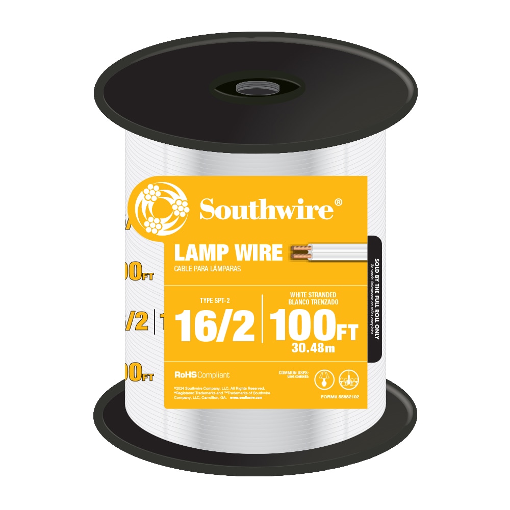 Southwire 100-ft 16 / 2 White Stranded Lamp Cord #55682102
