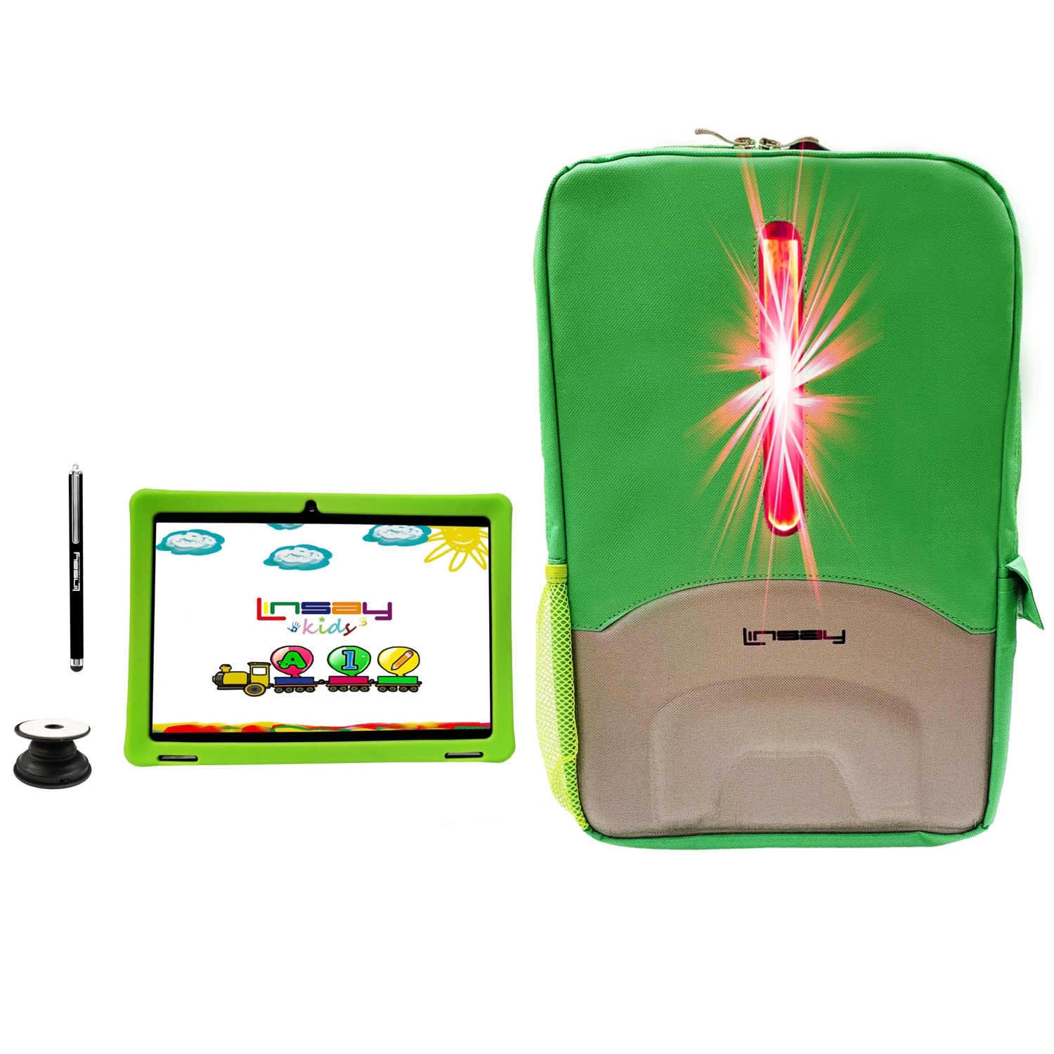 LINSAY F10IPKGLEDP 10.1-in 128 Android 13 Bluetooth, Wi-fi Tablet with Case and Pen Included