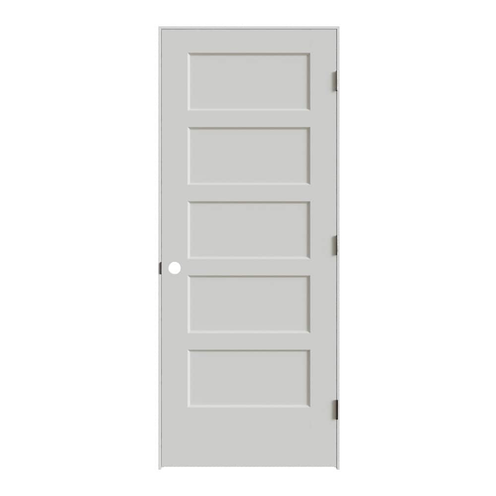 Masonite - 32-in x 80-in Primed Hollow Core 5-panel Right Hand Molded Composite Single Prehung In...