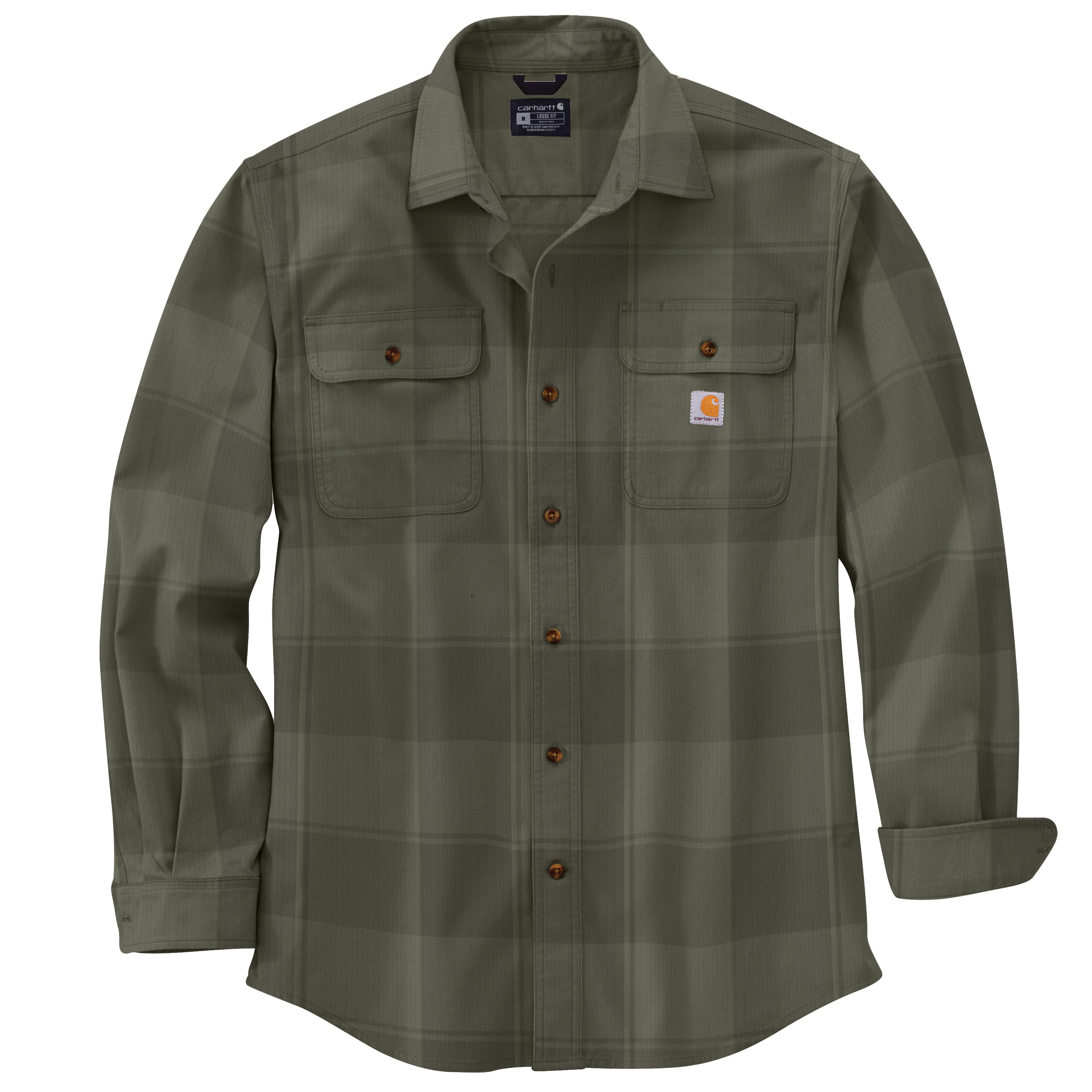 Carhartt 106356-DOVXL Men's Green Flannel Long sleeve Button-down shirt ( XL )