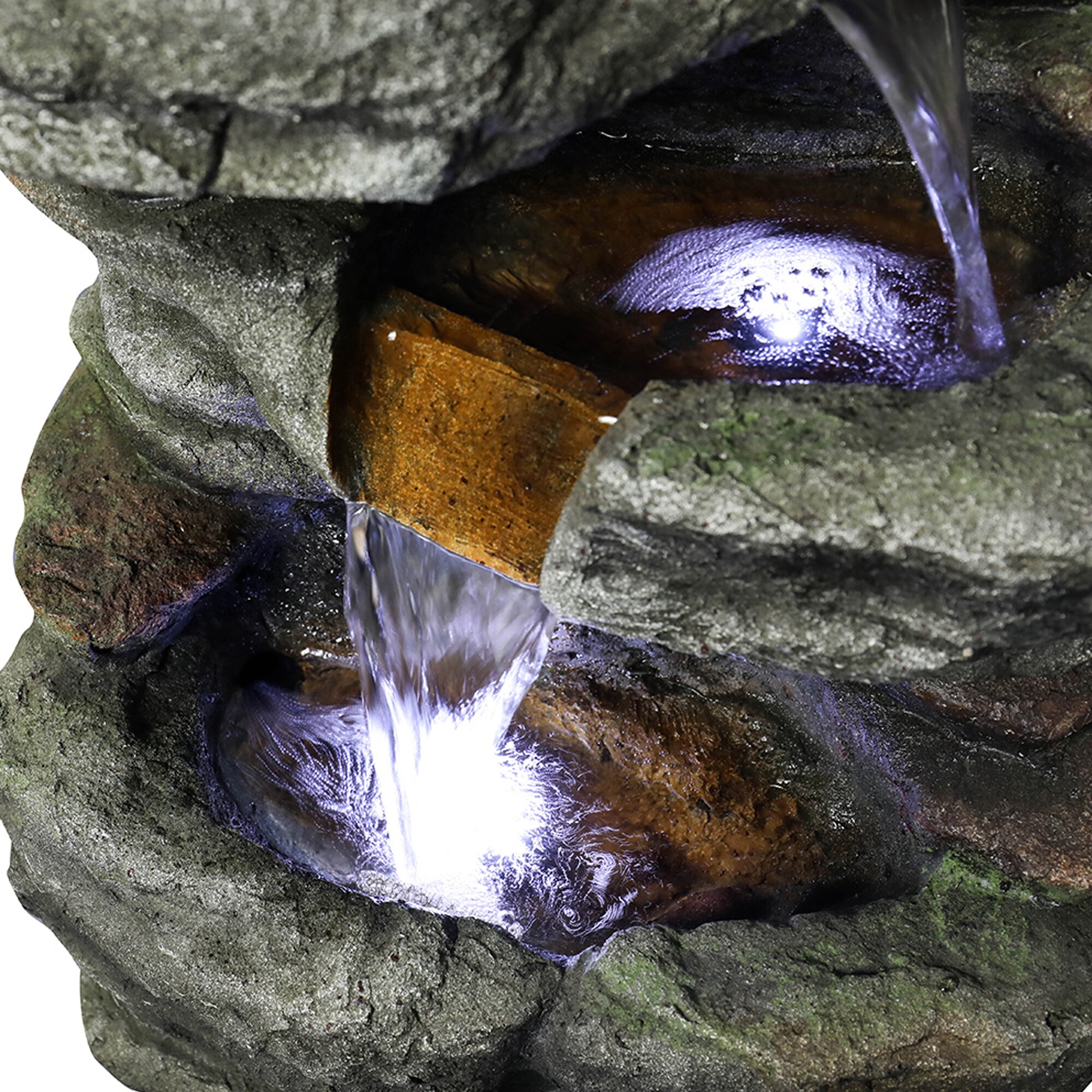 Watnature 32.6-in H Resin Water Rock Waterfall Outdoor Fountain Pump ...