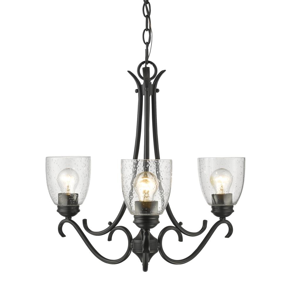 Golden Lighting 8001-3 BLK-SD Parrish 3-Light Black Traditional Chandelier