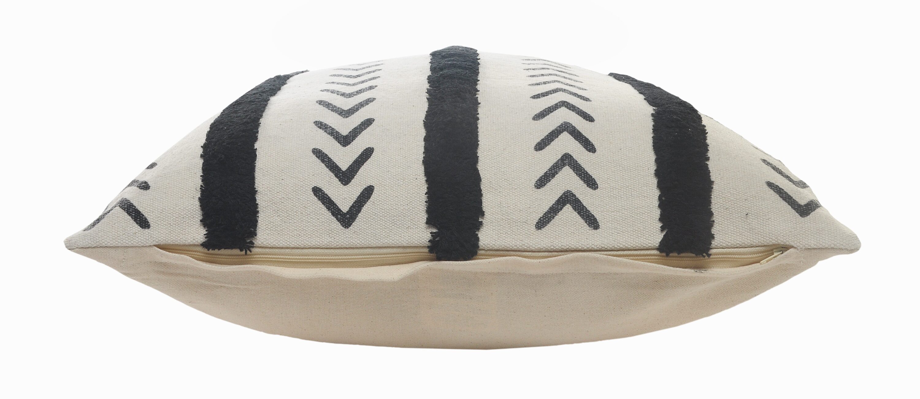 Natural and Black Chevron Cotton Throw Pillows, 20" x 20", Set of 2