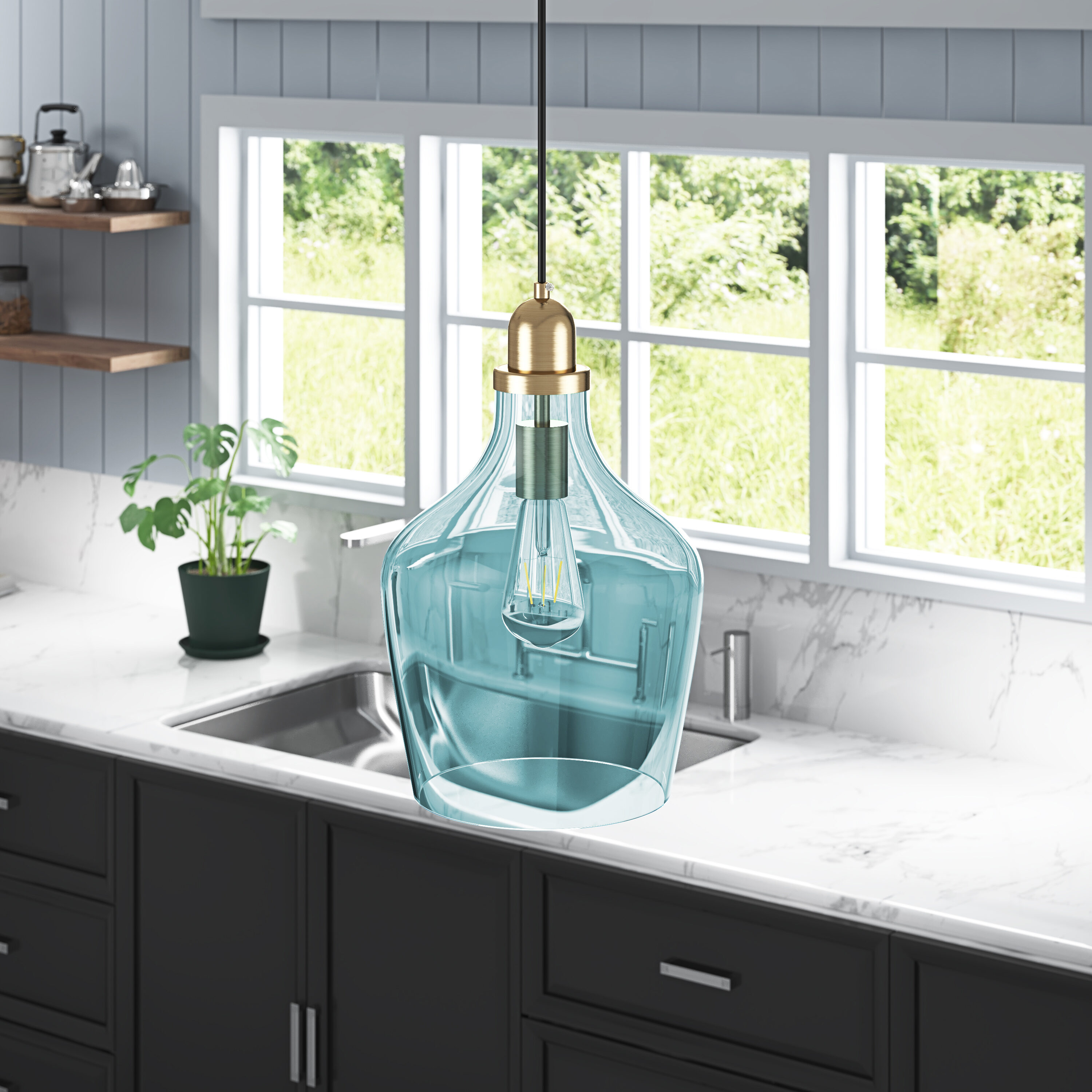 Aiwen P-NW-PL2599 Bronze Craftsman Clear glass Bowl Mini Hanging Pendant light