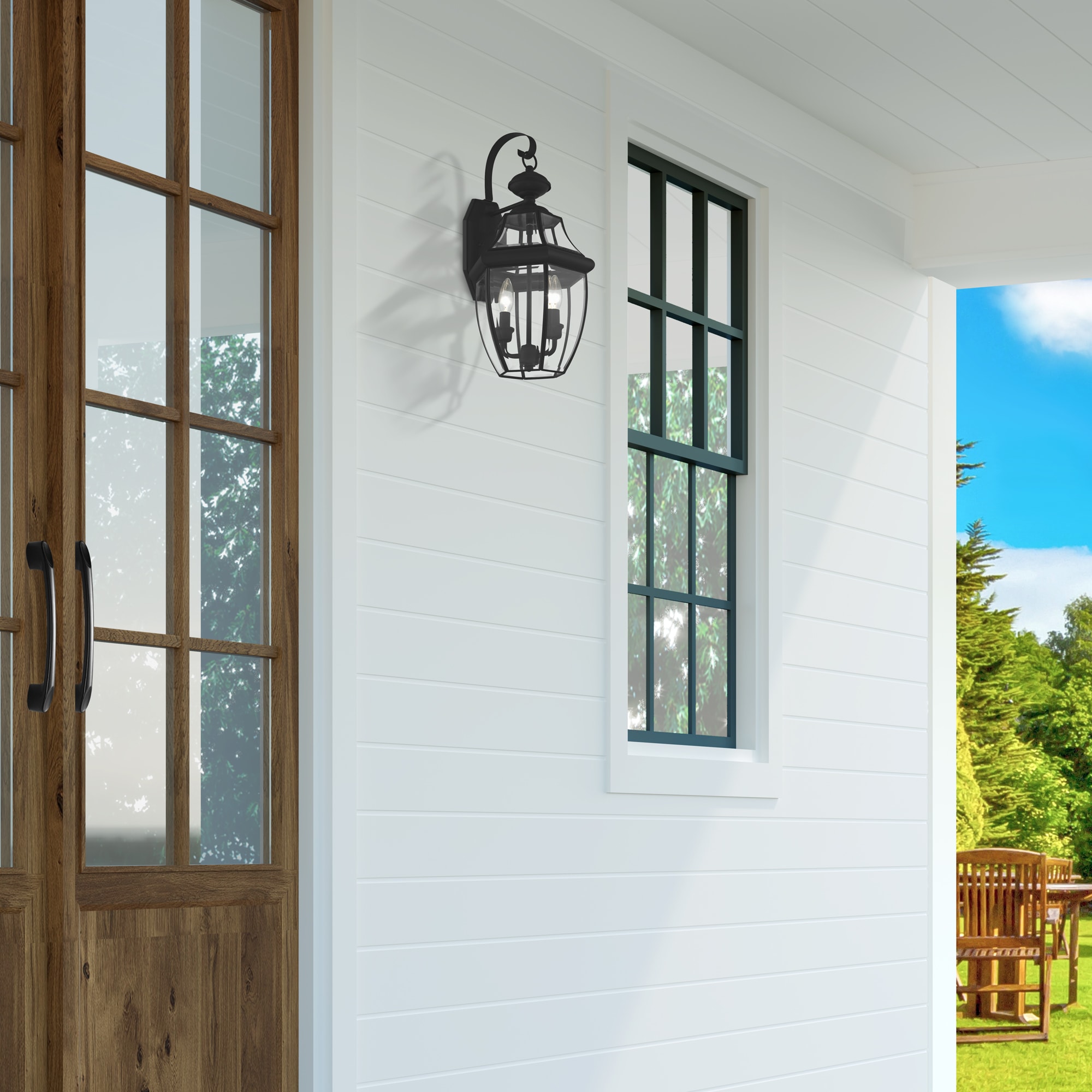Monterey Colonial Style Black Brass Outdoor Wall Lantern