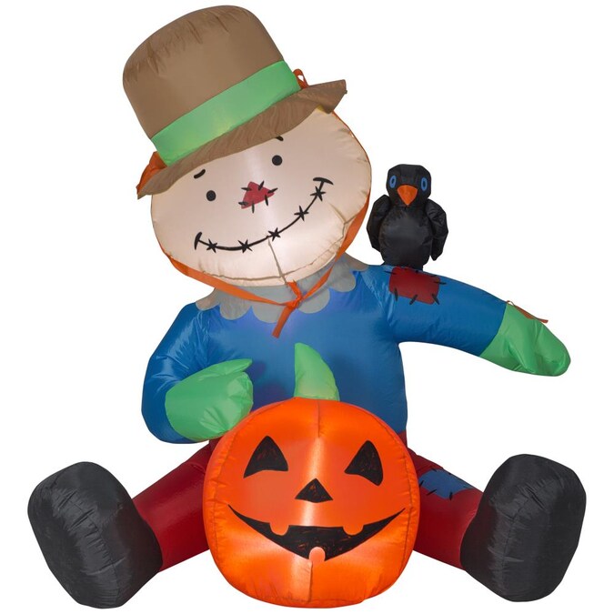 12/' Gemmy Inflatable Lighted Scarecrow Pumpkin Halloween Airblown Yard
