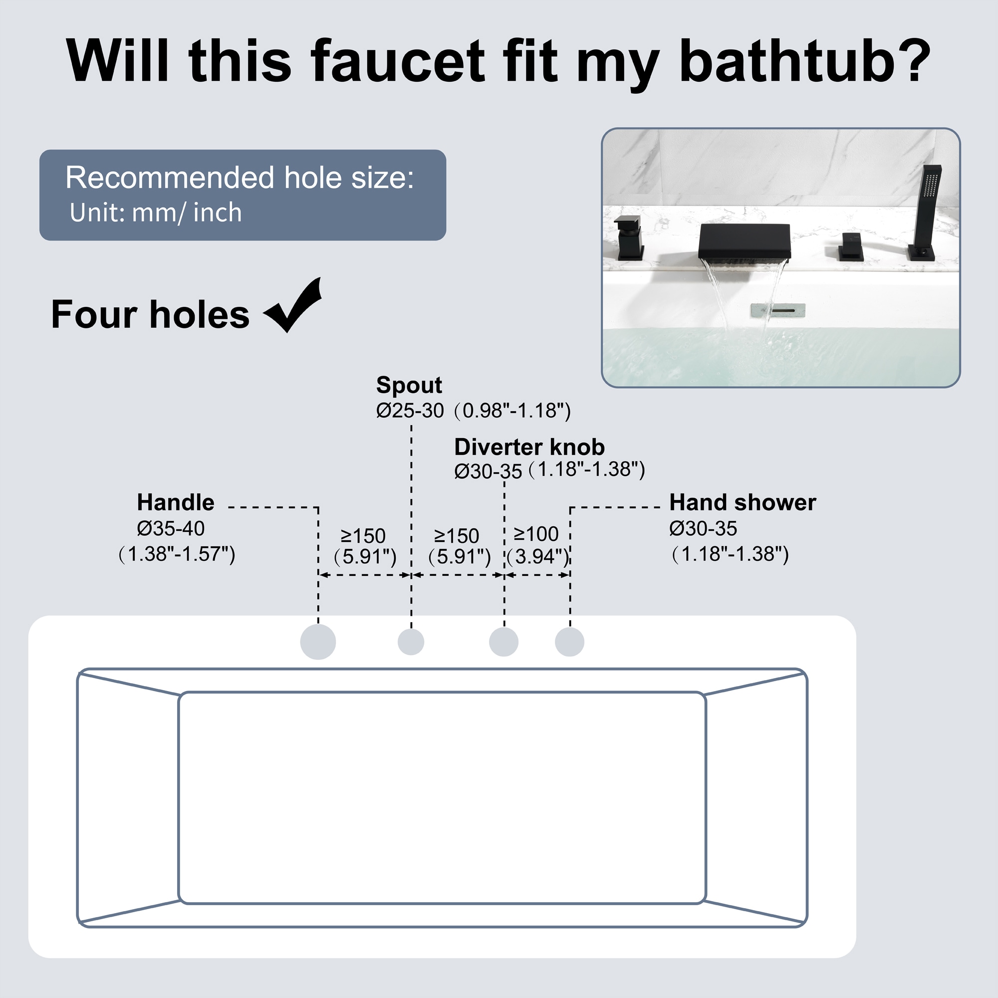 WELLFOR WA9013BG Roman-Tub-Faucets - View #7