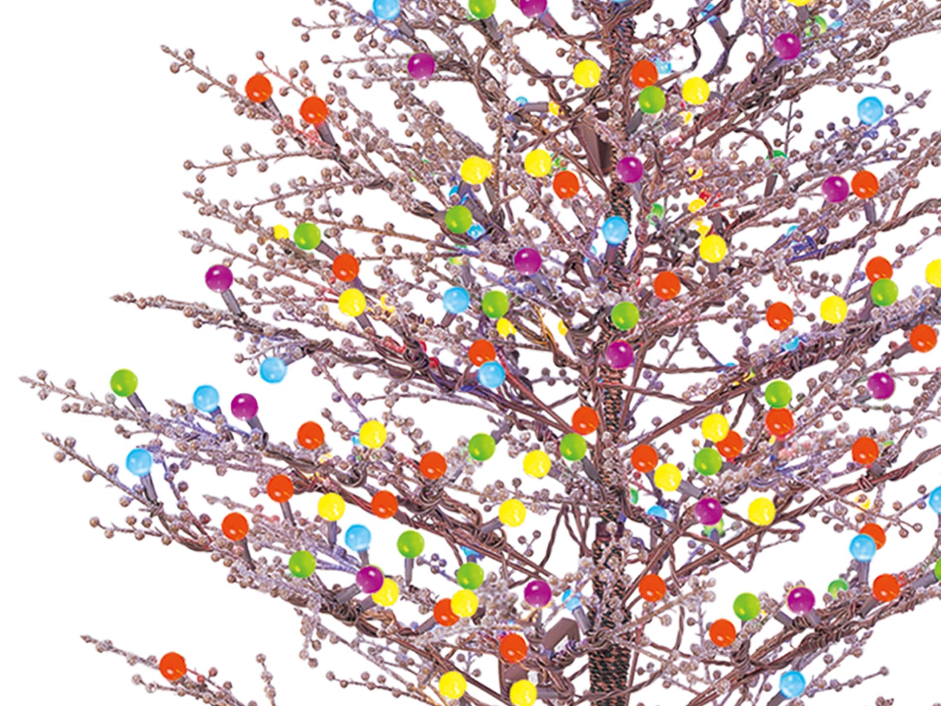5-Foot Brown Winterberry Artificial Christmas Tree with Multicolor LED Lights