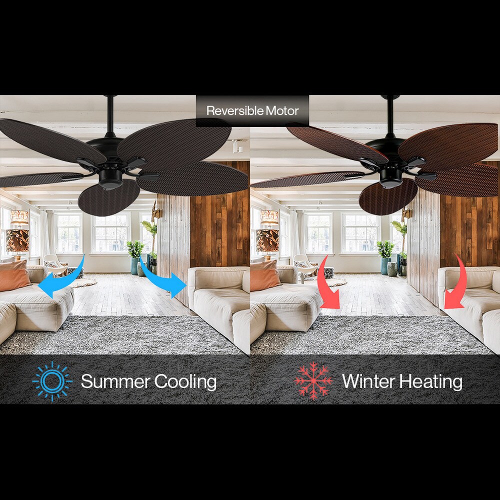 Raffles 52" Dark Brown Palm Blade Ceiling Fan with Remote