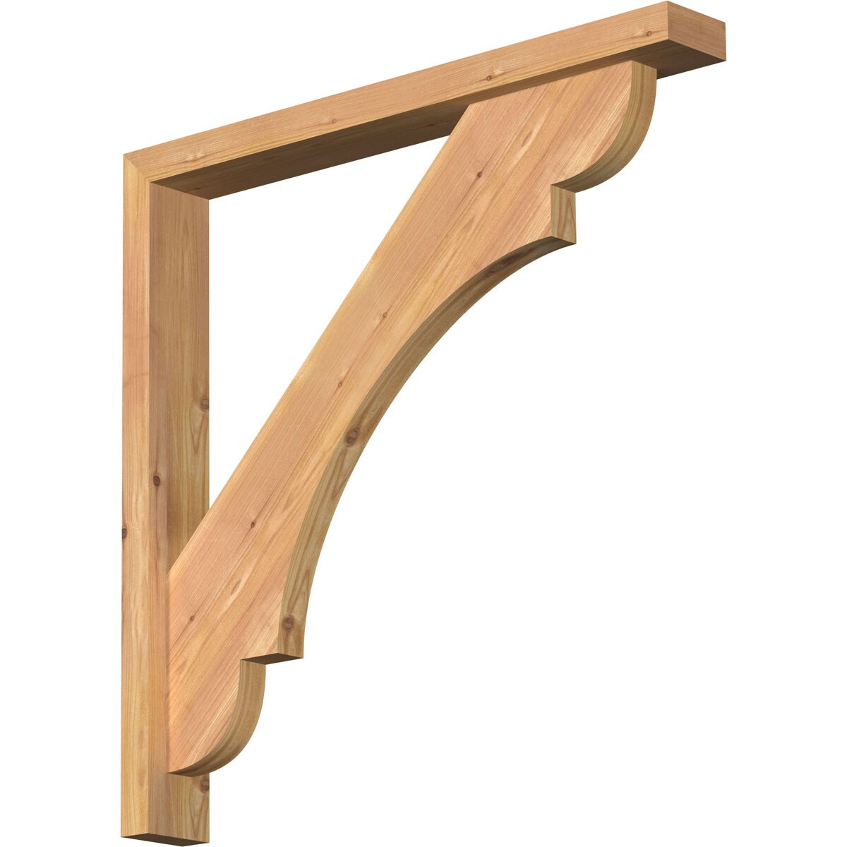 Ekena Millwork 1463529 Olympic Block Smooth Bracket with Offset Brace 3-1/2-in x 28-in x 28-in Western red cedar Brown Wood Standard bracket
