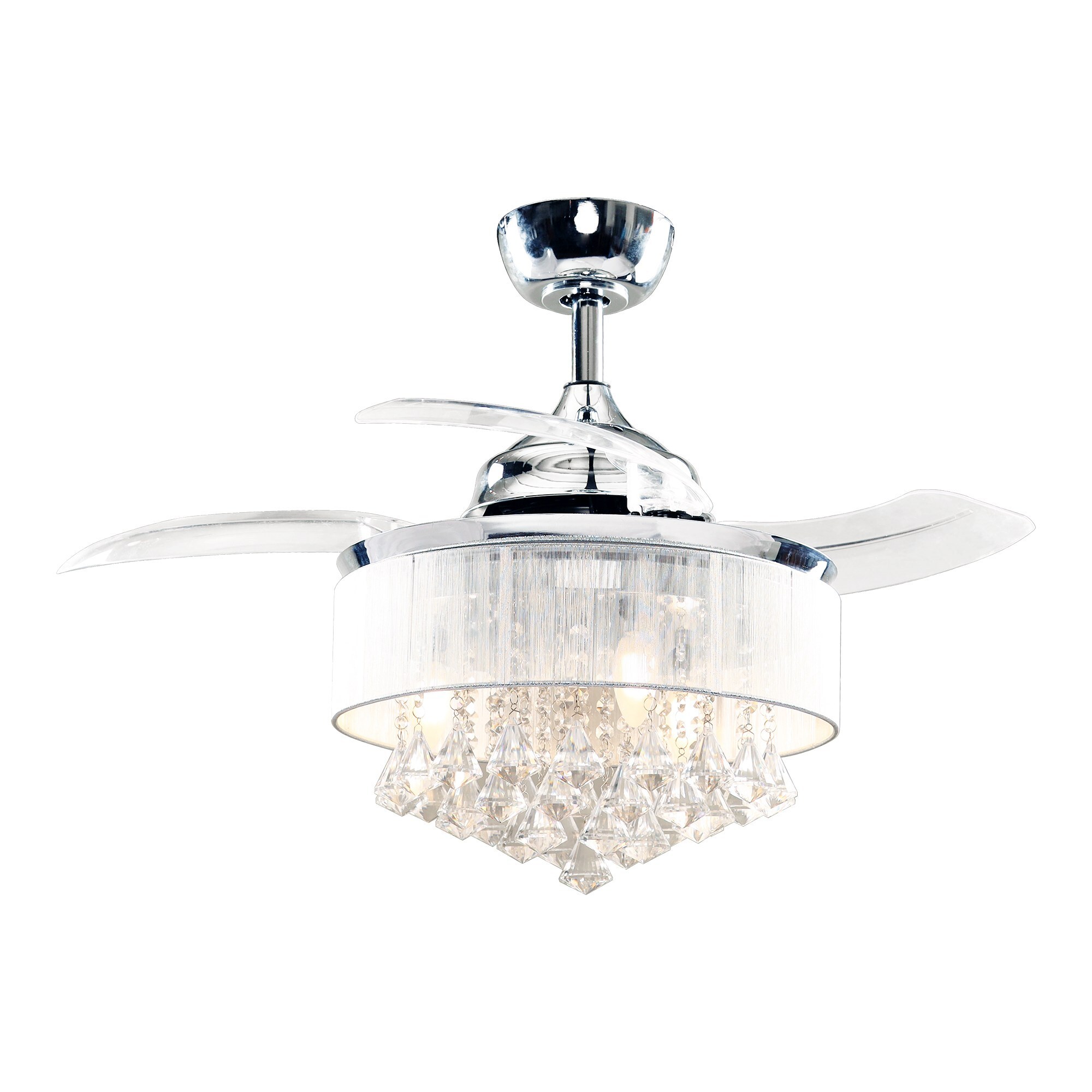 Parrot Uncle Chandelier 36-in Chrome with Clear Blades Indoor Fandelier ...