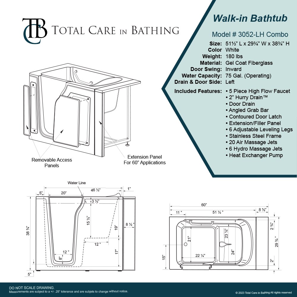 Total Care in Bathing 3052 COMBO LH bathtubs - View #8