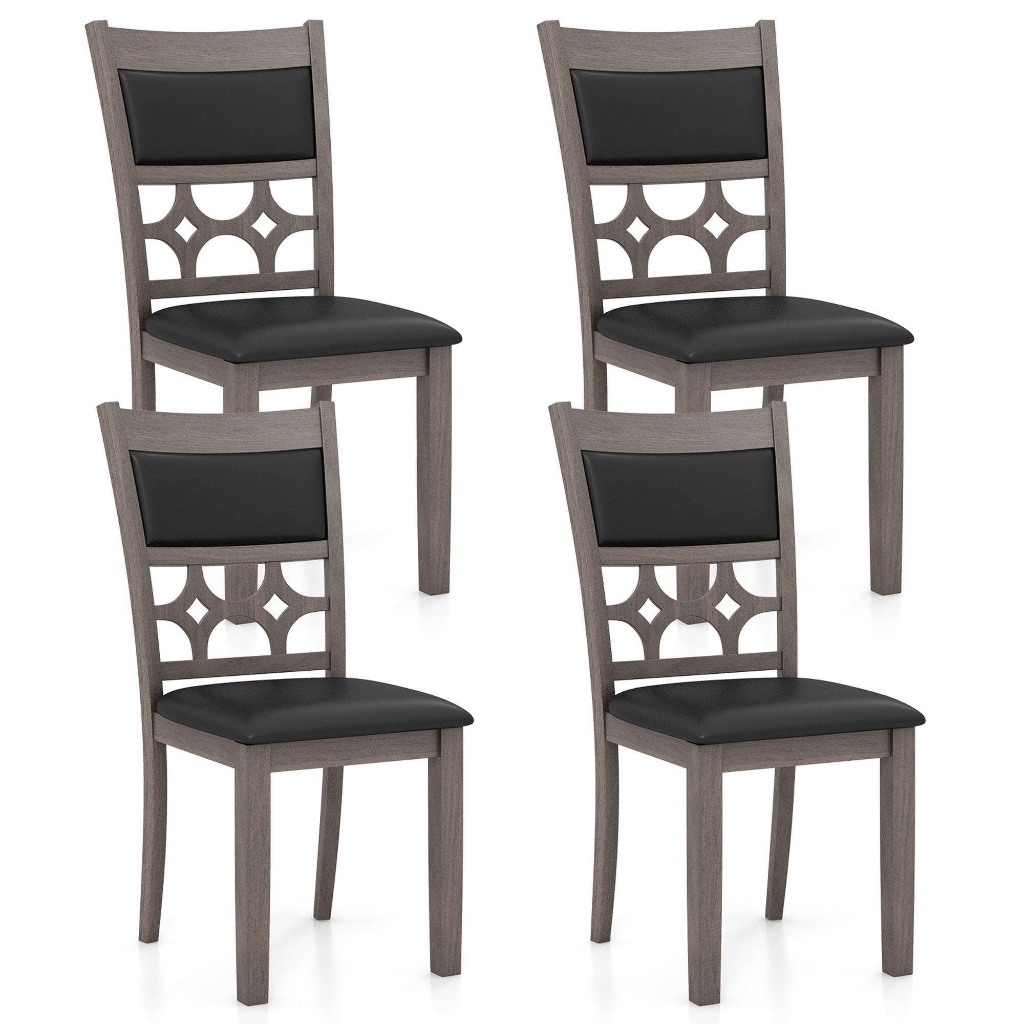 Costway HCST04596  Upholstered Dining Chair Set of 4 Armless Chair with Padded Backrest and Seat