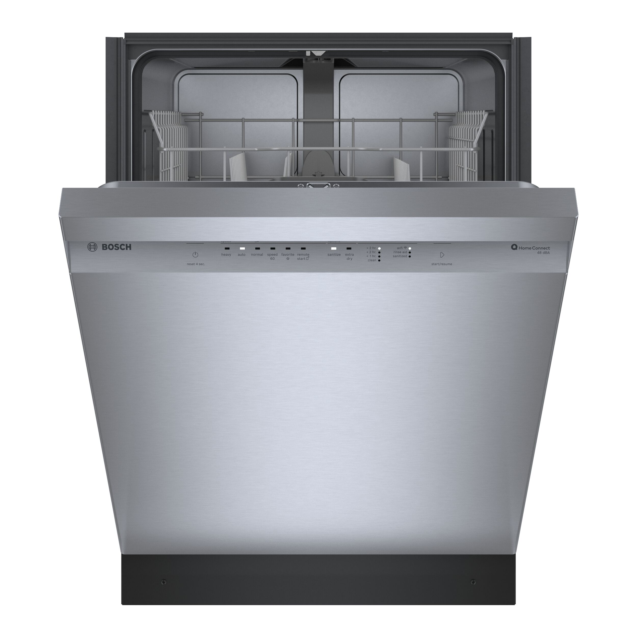 Bosch 300 Series 24-in Front Control Smart Built-In Dishwasher (Stainless Steel), 48-dBA Very Quiet Sound Level