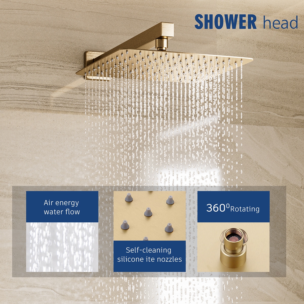 Mondawe MO6006-12GD Showerhead-Bar-Panels - View #7