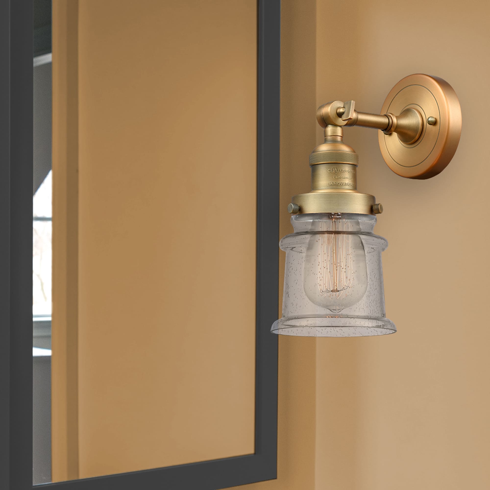 Innovations Lighting 203-BB-G184S Canton 5.25-in W 1 -Light Brushed Brass Industrial Wall Sconce