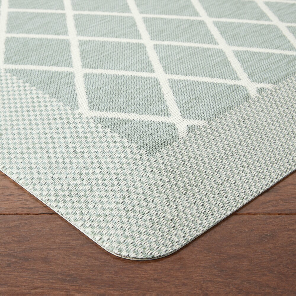 Mint Green Diamond Anti-Fatigue Kitchen Mat 19.6"x32"