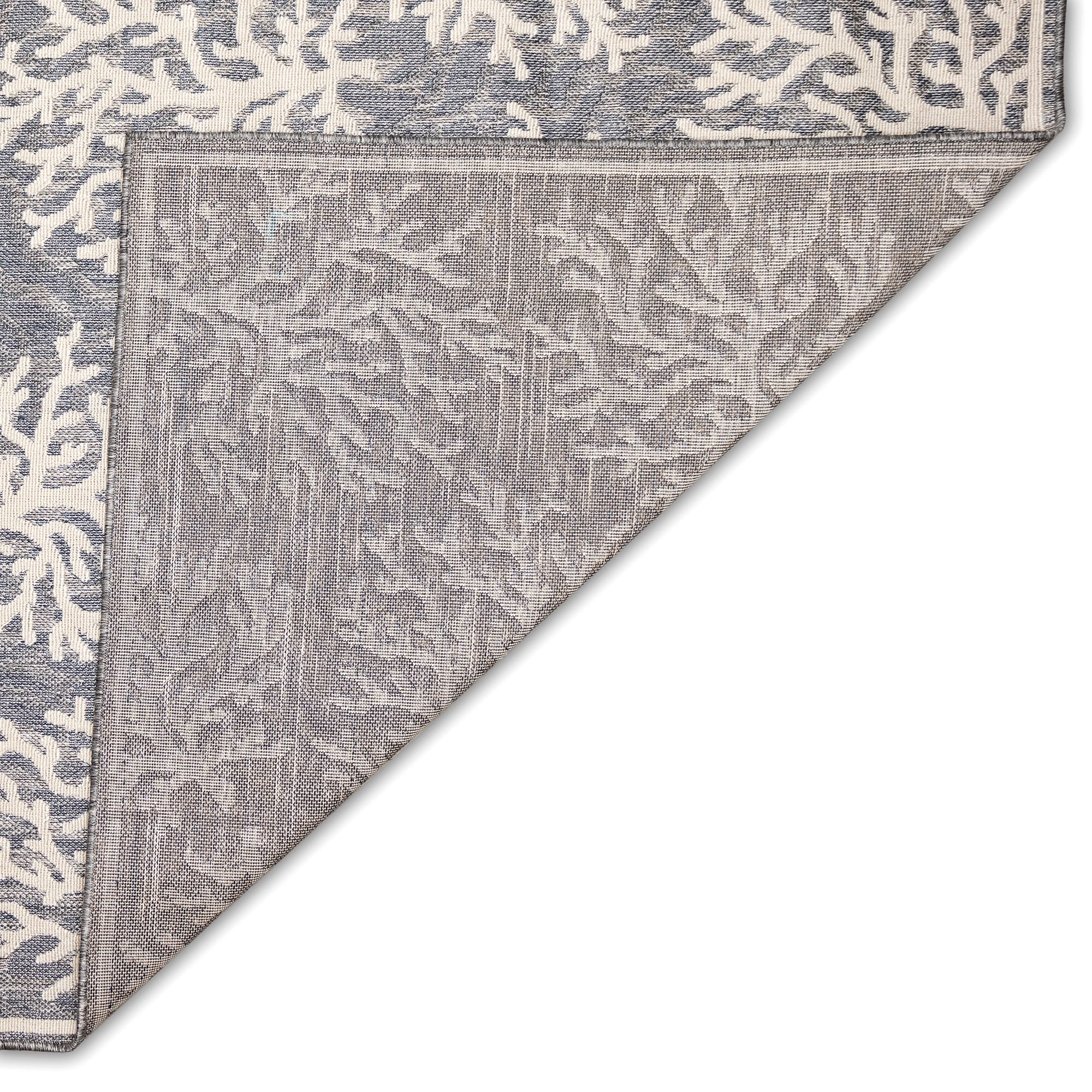 Coral Echoes Blue Ivory Abstract Indoor/Outdoor 8' x 10' Rug