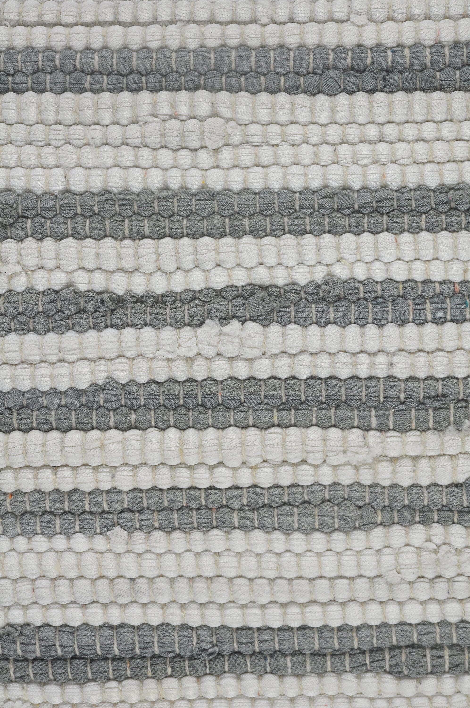 Gray and White Striped Cotton Throw Pillows with Braided Border, Set of 2