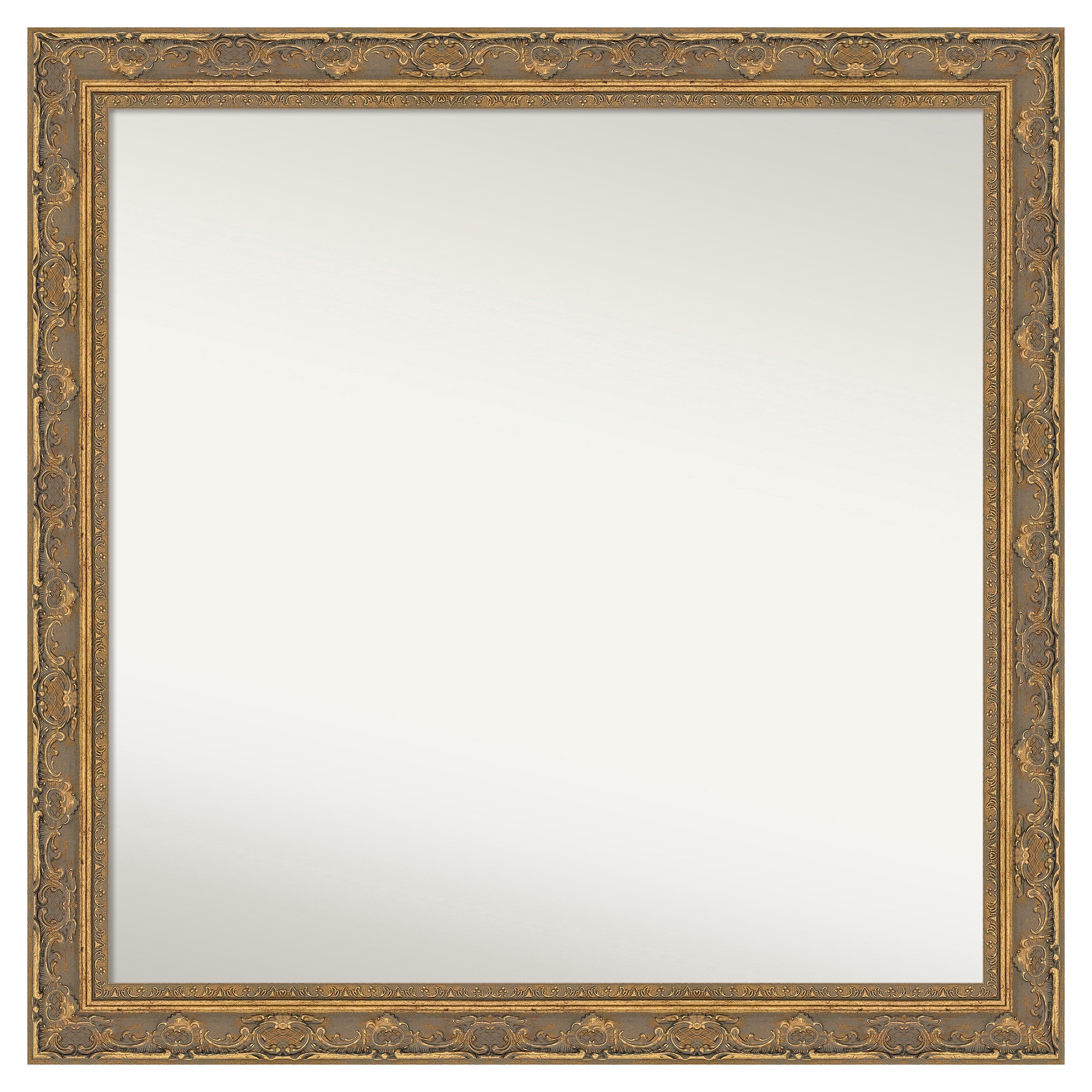Amanti Art  Non-Beveled Mirror Filigree Gold Framed Wood Bathroom Wall Mirror 30.25 x 30.25 in.