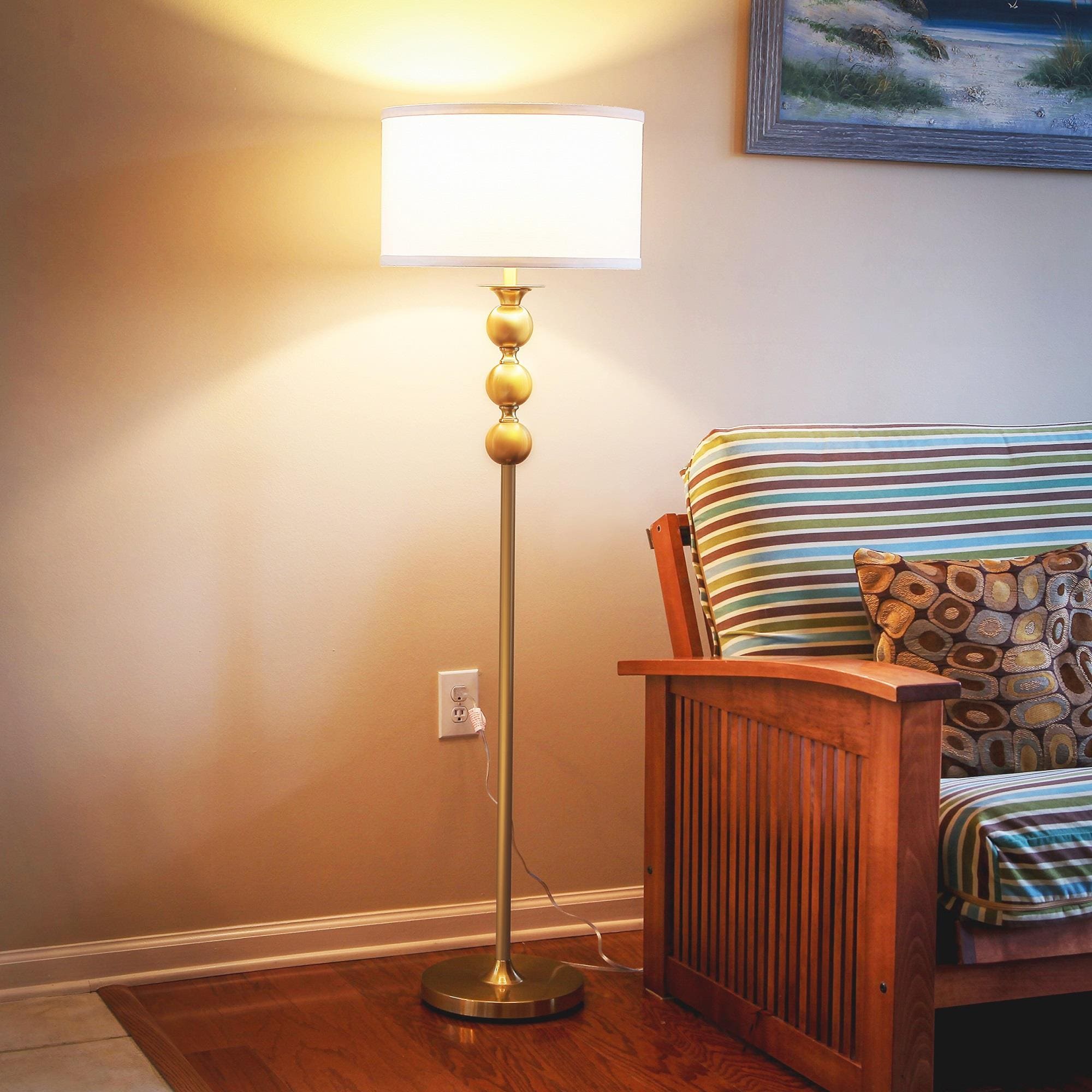 White Adjustable LED Floor Lamp for Kids with Touch Control