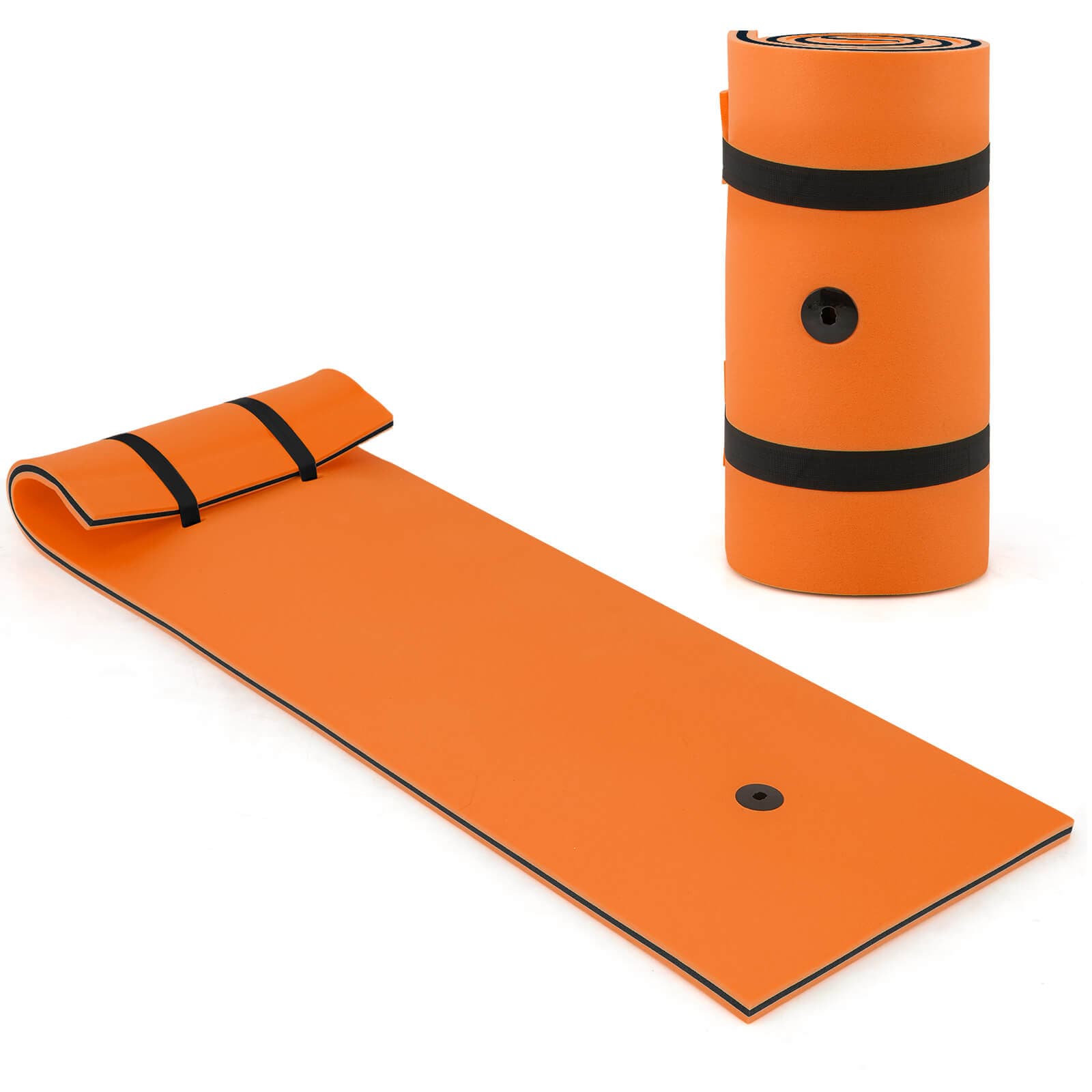 Costway CSHY005487  3 Layer Tear-Resistant Foam Floating Pad Island Water Sports Relaxing Orange