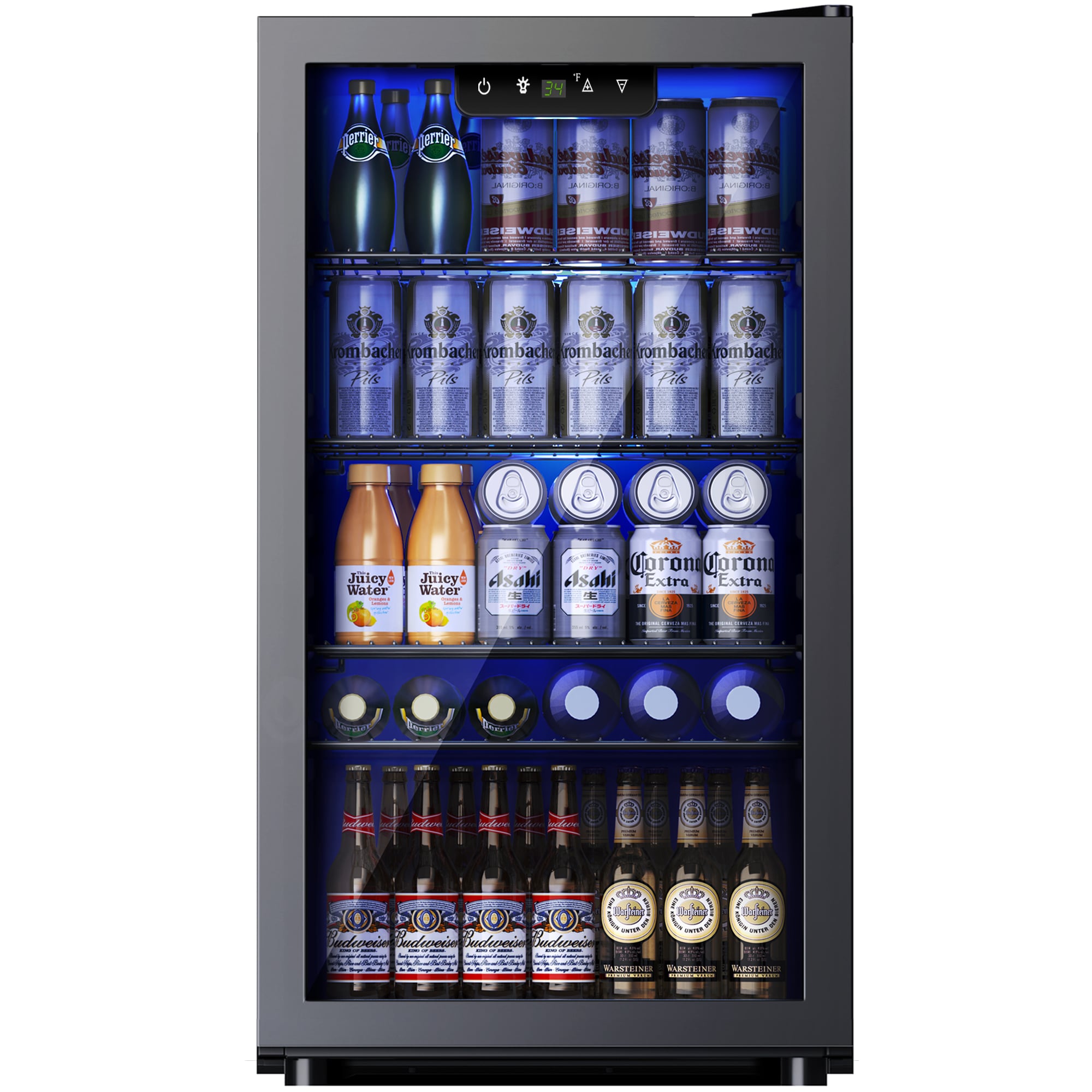 SIMZLIFE BR-110H 17.3-in W 130 -Can Capacity Black Freestanding Indoor Beverage Refrigerator with Glass Door