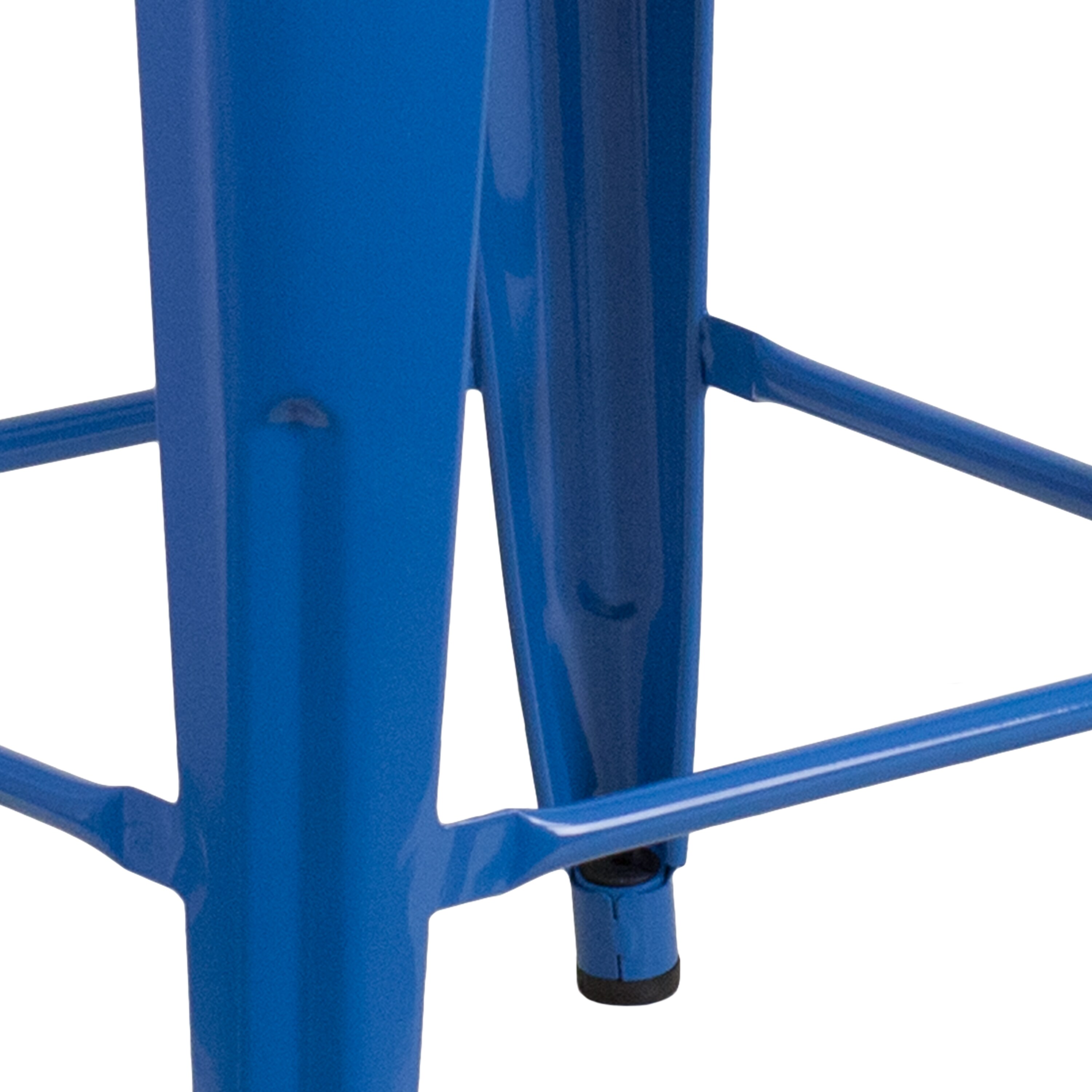 24" Blue Metal Backless Stackable Counter Stool