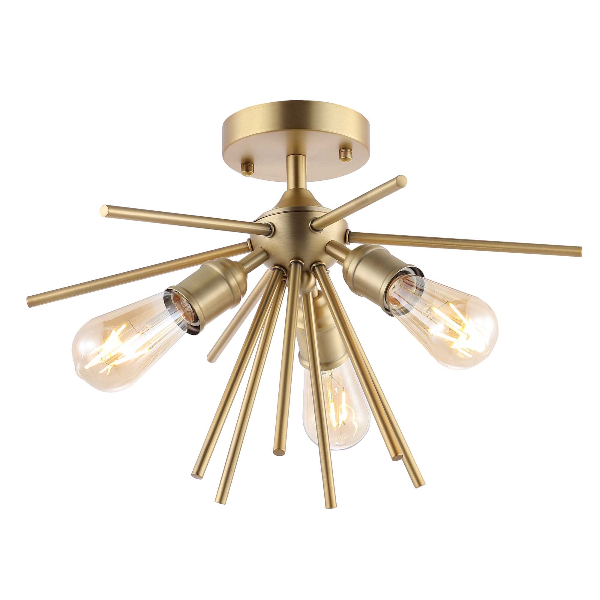 GETLEDEL FX-0313GD 3 -Light 17-in Gold Semi Flush Mount Light