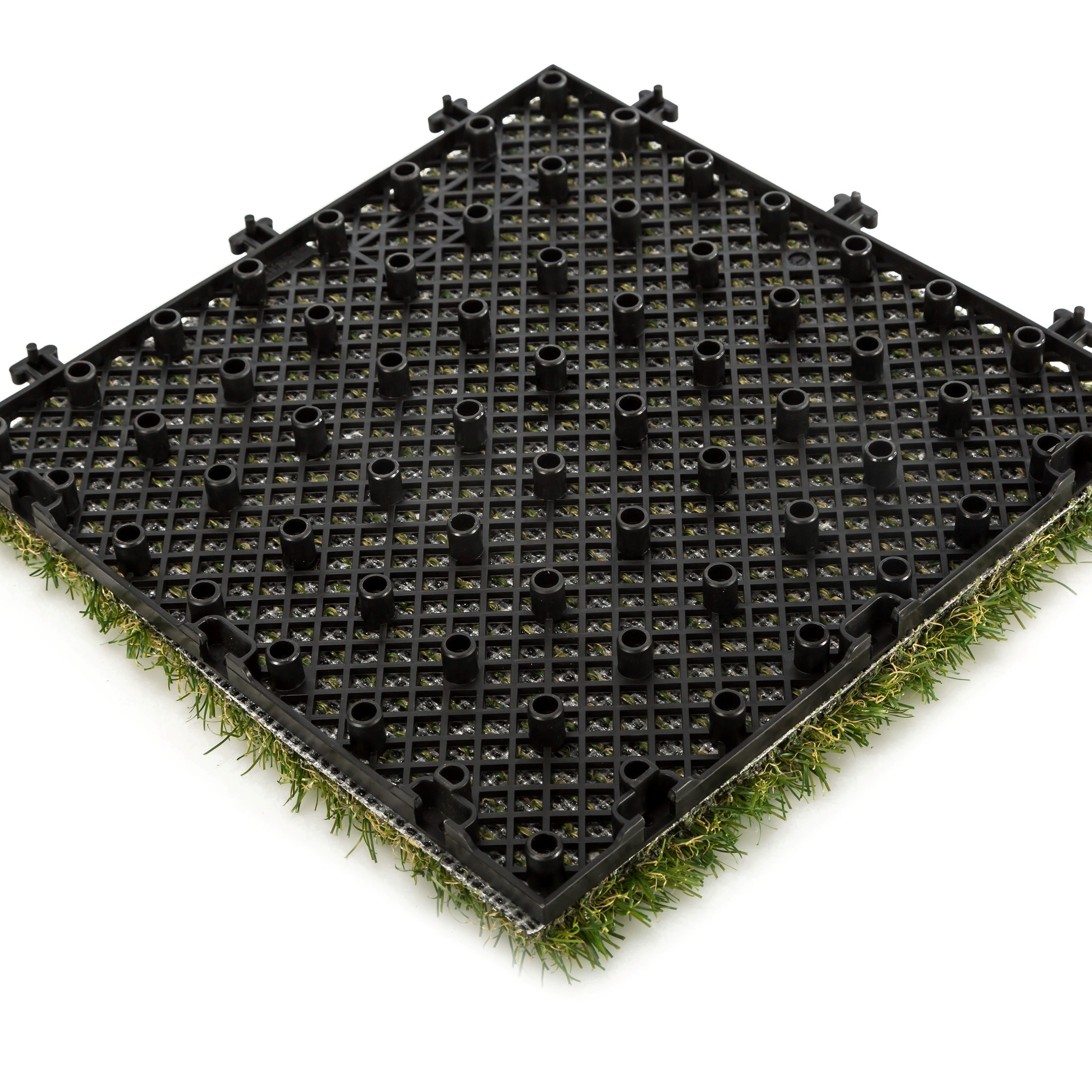 12" x 12" Green Plastic Interlocking Artificial Grass Deck Tile