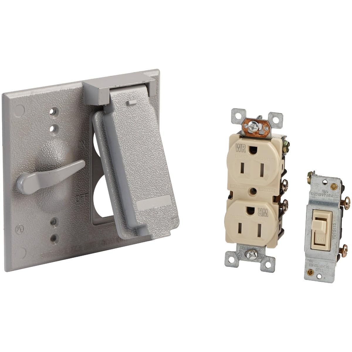 BELL 2-Gang Vertical Die-Cast Metal Outdoor Outlet Cover Gray #5166-5WRTR