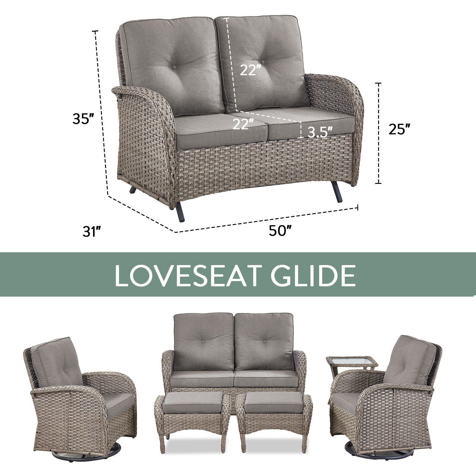 Jeehope PAGY206012G50-3 Patio-Conversation-Sets - View #10