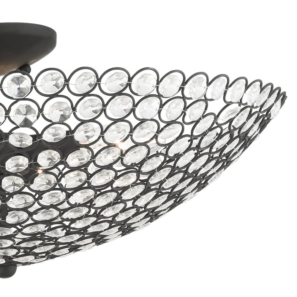 Cassandra Crystal Bowl 4-Light Black Semi-Flush Mount