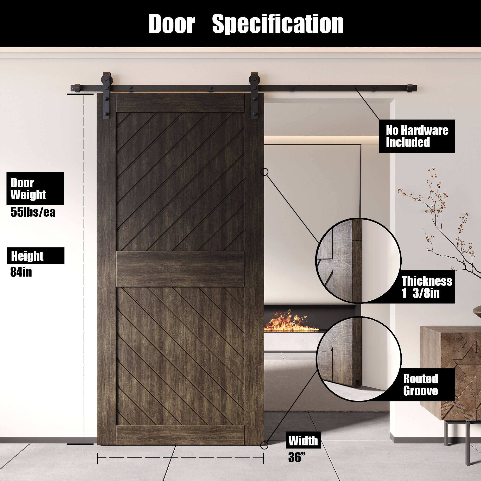 HOMACER XT3-3684-EB Barn-Doors - View #2