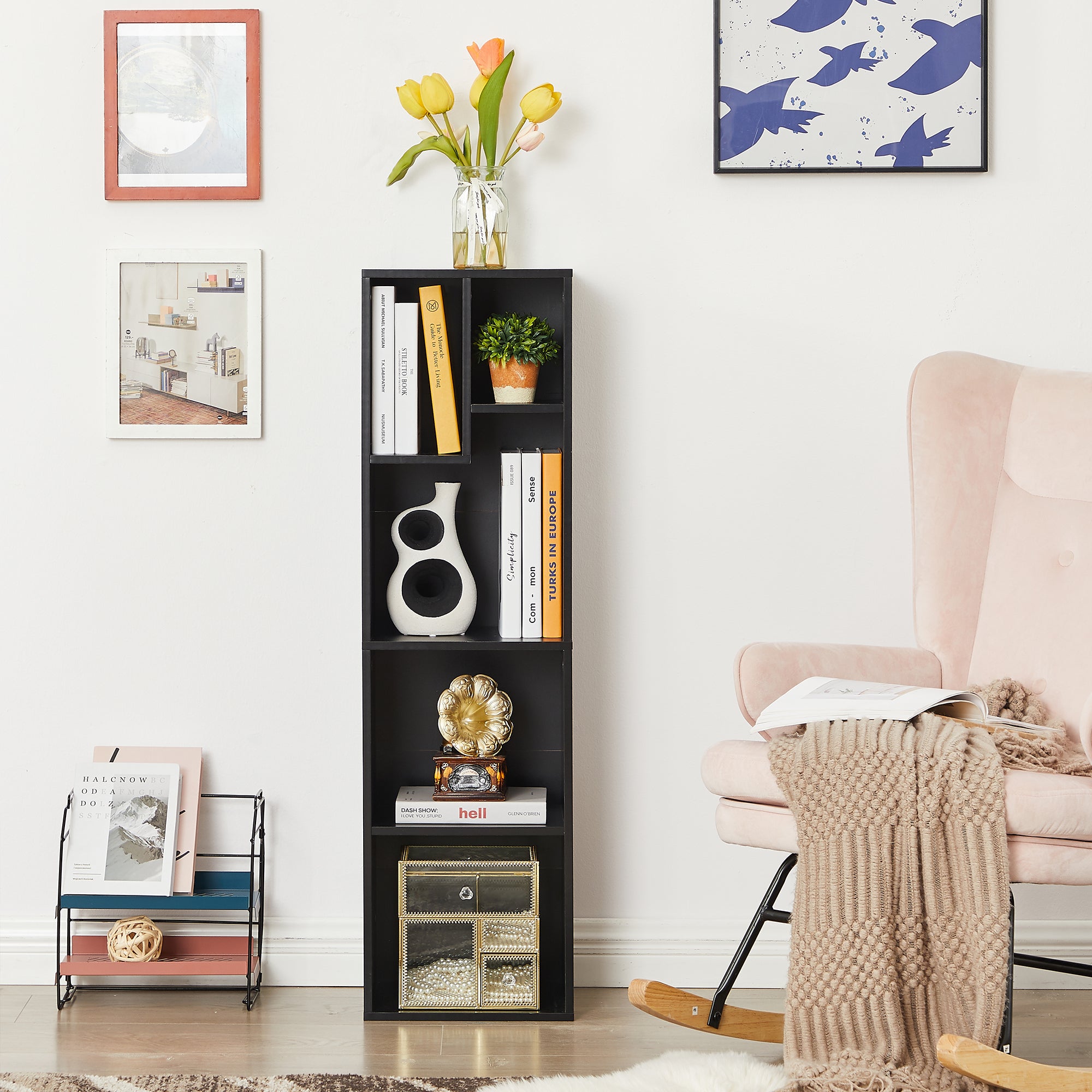 Vecelo LOE-B08-BLK bookcases - View #3