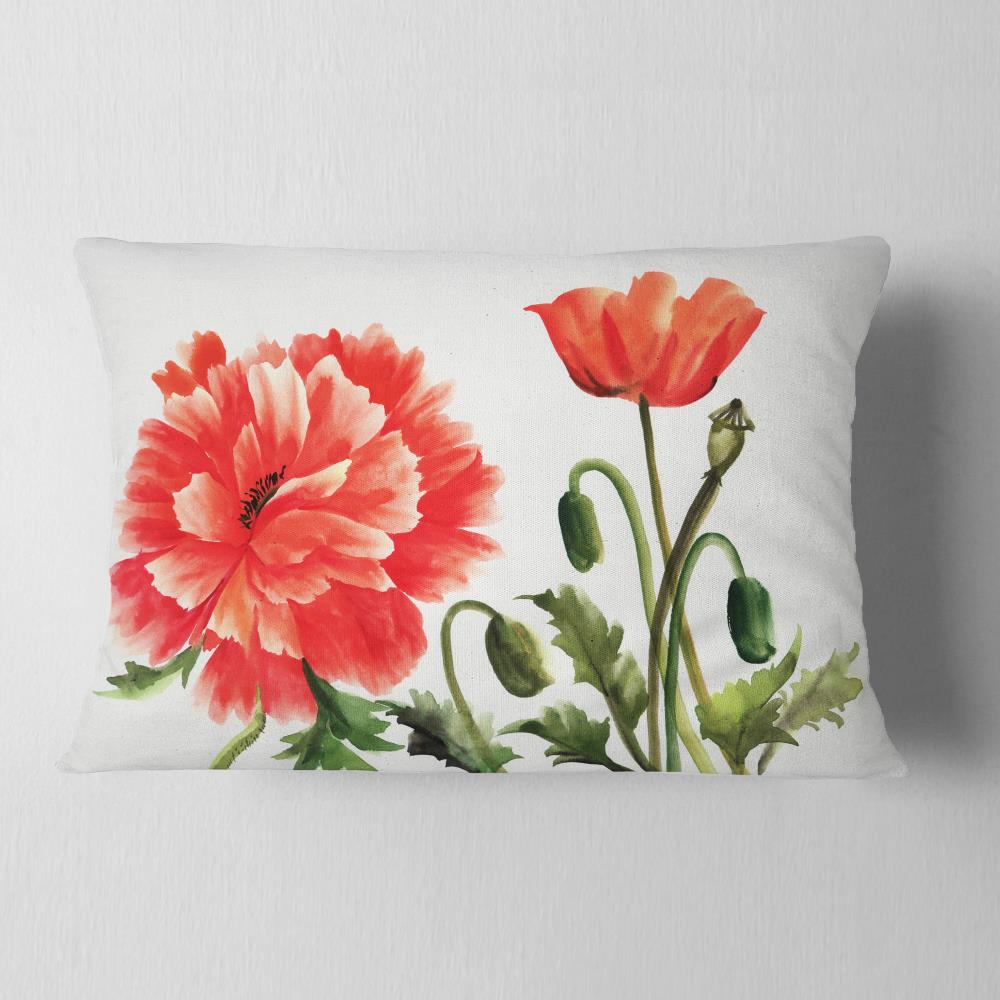 Designart CU7452-12-20 12-in x 20-in Red Indoor Decorative Pillow