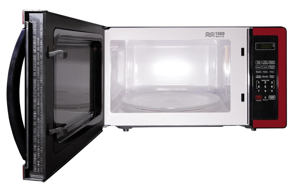 Farberware 1.1 cu. Ft. 1000-Watt Countertop Microwave Oven in Metallic Red  FMO11AHTBKN - The Home Depot