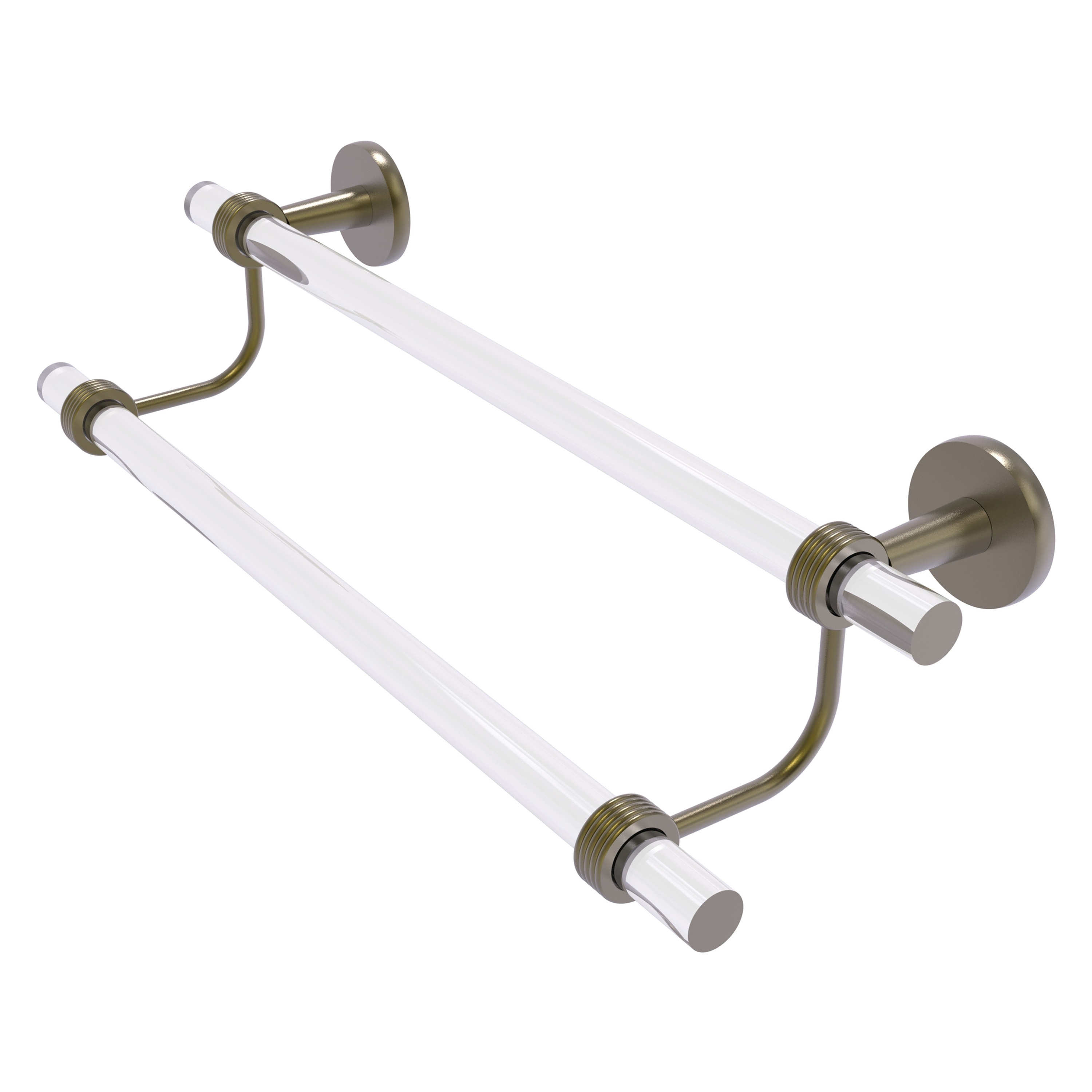 Allied Brass CV-72G-18-ABR Clearview 18-in double Antique Brass Wall mount Double Towel Bar
