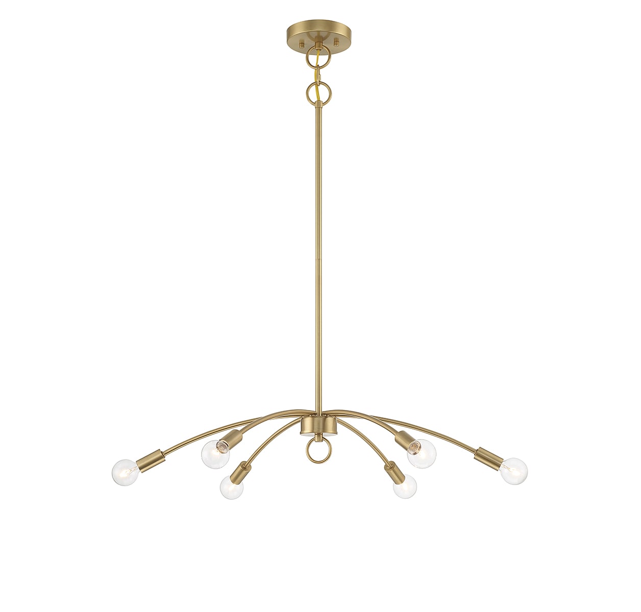 Meridian Lite Trends M100116NB Meridian 6 -Light Brushed Brass Transitional For Use in Bedrooms, Dining Rooms, Foyers, Kitchens, Living Rooms Chandelier