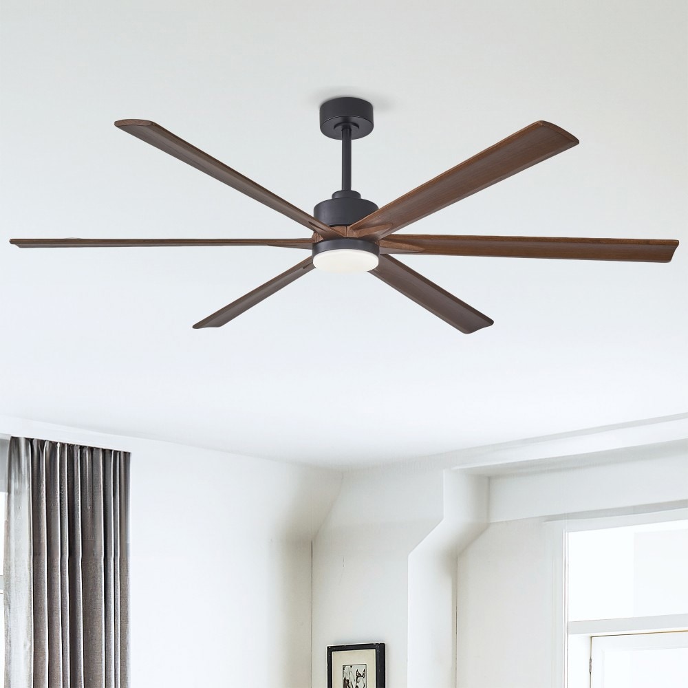 Basdien 70 in Matte Black Ceiling Fan with Lights 6 Blades Plywood Quiet DC Motor Reversible Remote Control Timer for Living Room Bedroom Indoor Energy Efficient Easy Install Two Rods Farmhouse Industrial Low Profile Home Decor Indoor Use